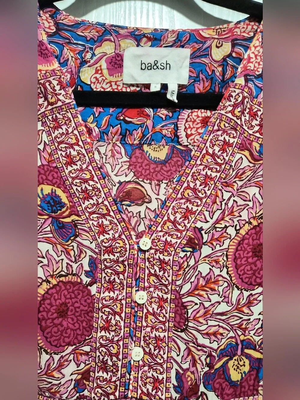 Ba&Sh Valia Floral Bohemian V-Neck Mini Dress Size Small - Picture 4 of 11